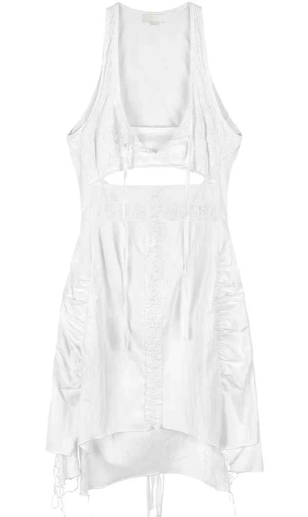 Cross cut out dress (White)