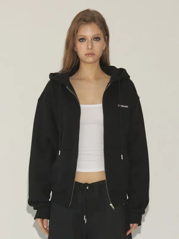 Brushed Fleece Zip-up Hoodie (Black)