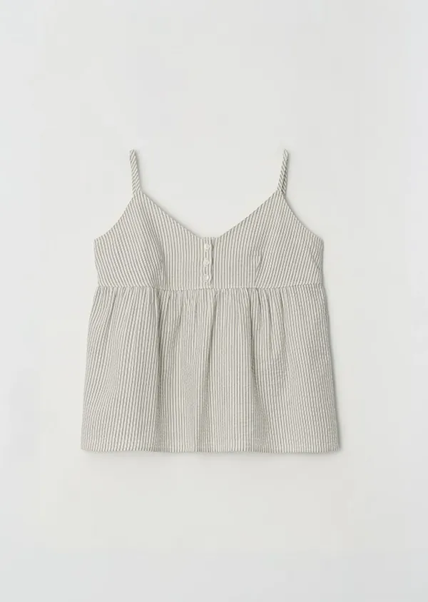 stripe button sleeveless-ivory