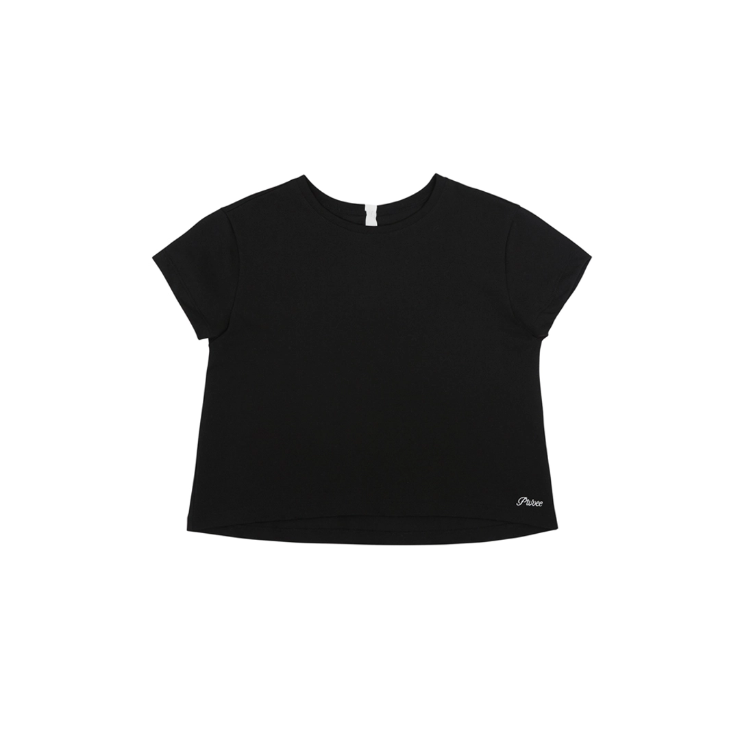 피브비 Short Sleeve Back-neck Button T-shirt (ebony black) 상품 이미지 1