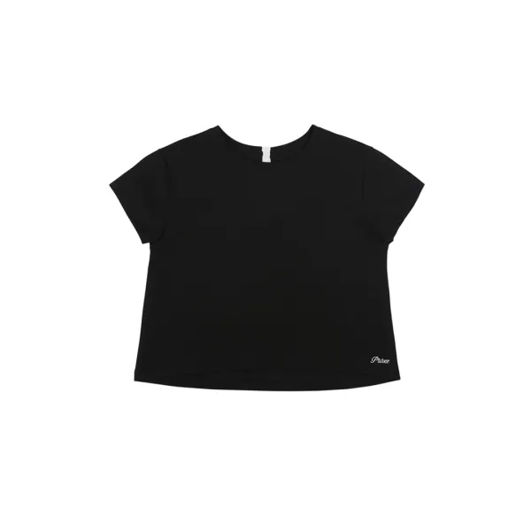 Short Sleeve Back-neck Button T-shirt (ebony black)