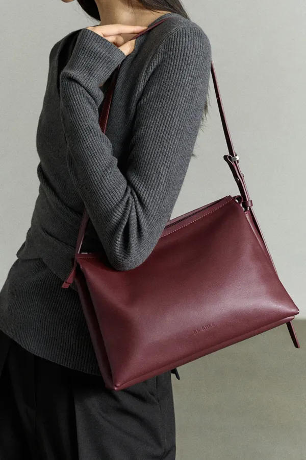 TRIO LEATHER BAG BURGUNDY