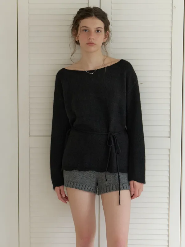 Shimmery strap knit (black)