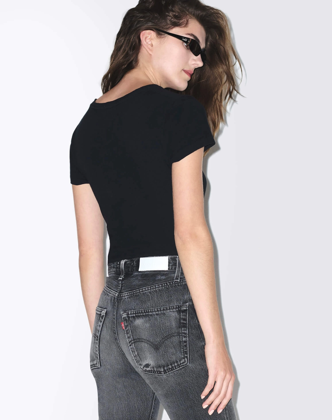 리던 60s Slim Tee Bodysuit - Black 상품 이미지 2