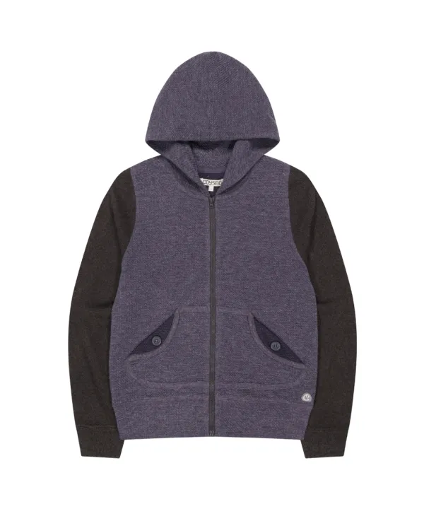 BUTTON POCKET ZIP-UP HOODIE PURPLE