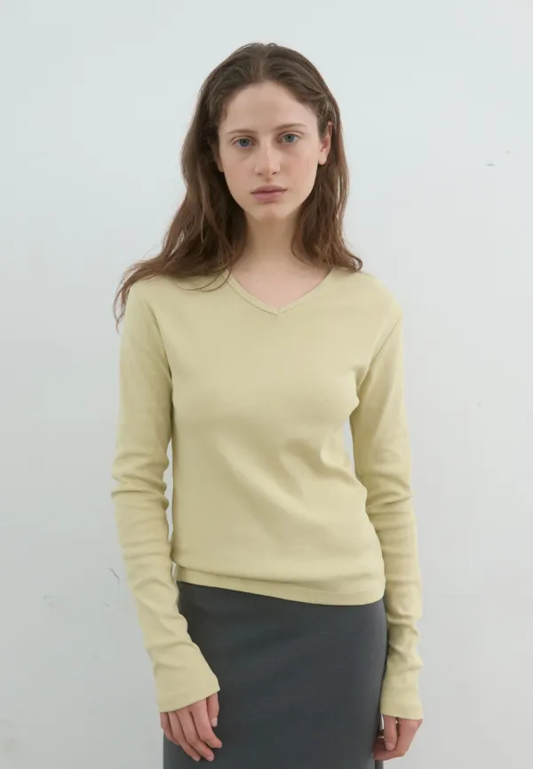 Essential v-neck long sleeve (lime)
