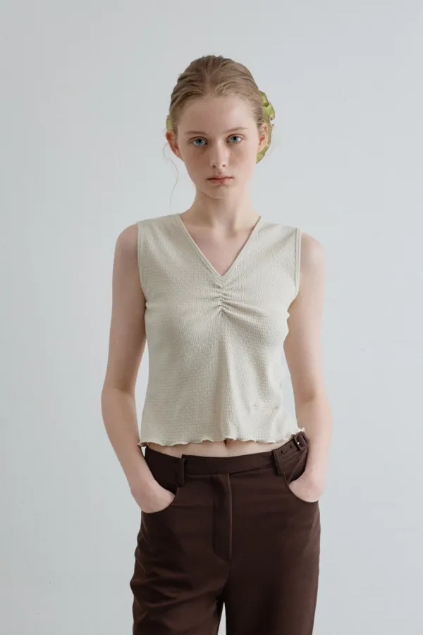 [3차]claude v-neck sleeveless top_light beige