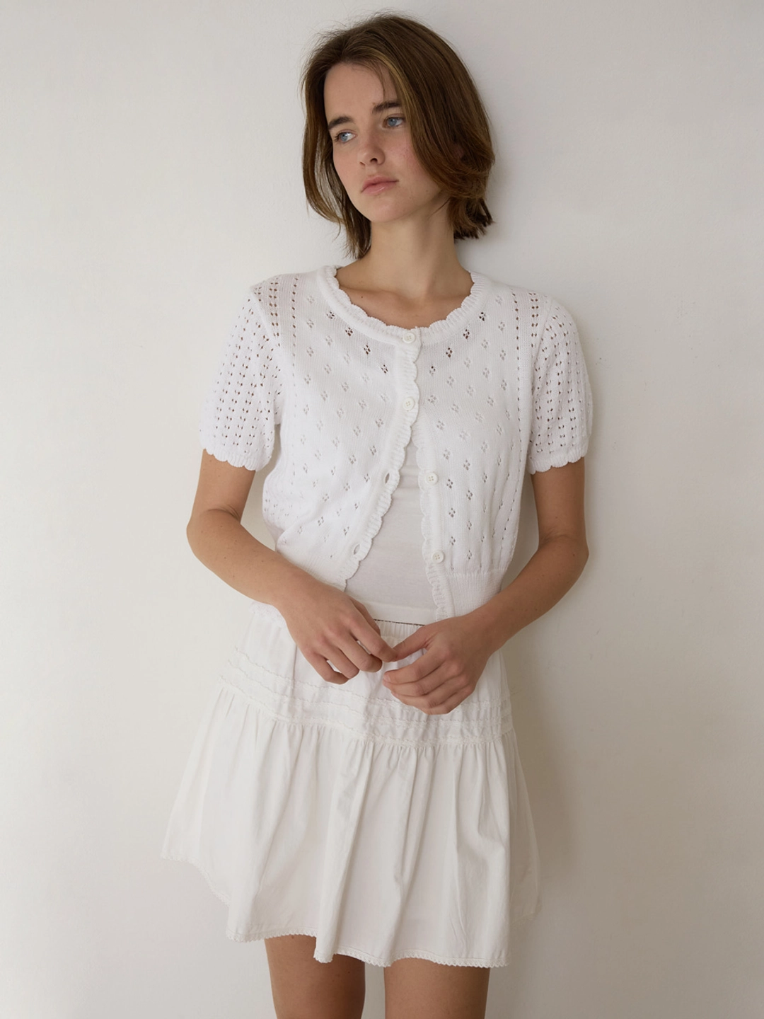 어몽 A SKASHI HALF SLEEVE CARDIGAN_WHITE 상품 이미지 2