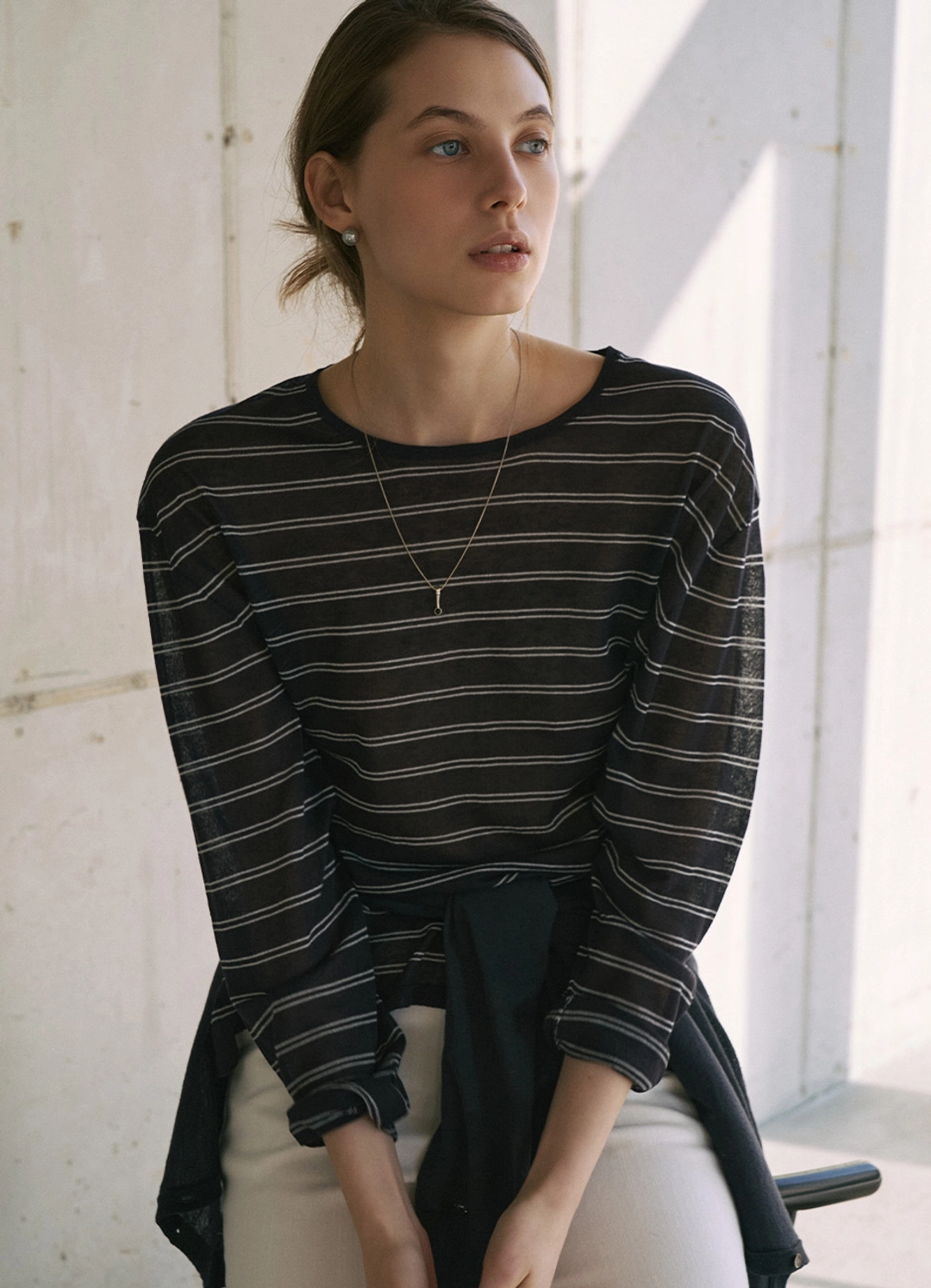 안젤로비안코 Airy Stripe Sheer Knit 상품 이미지 2