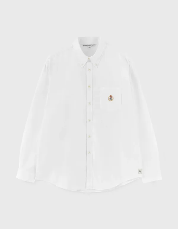 CREST WASHED OXFORD SHIRT / White