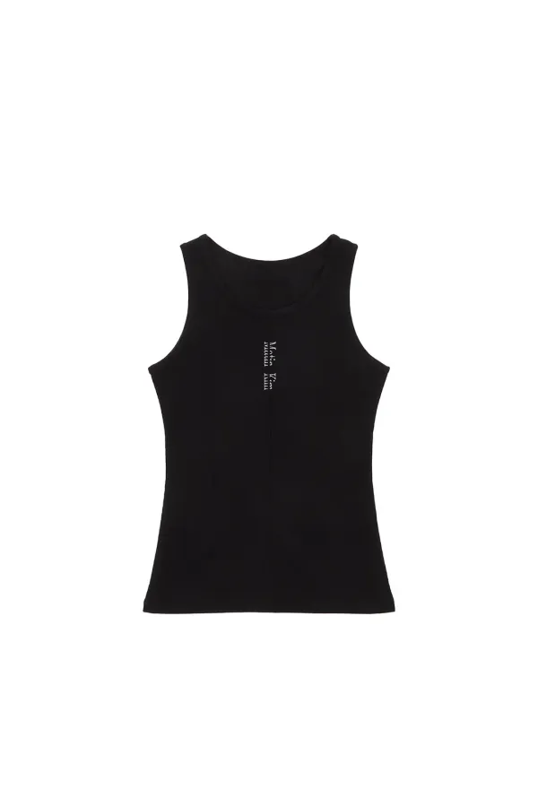 PINTUCK SLEEVELESS TOP IN BLACK