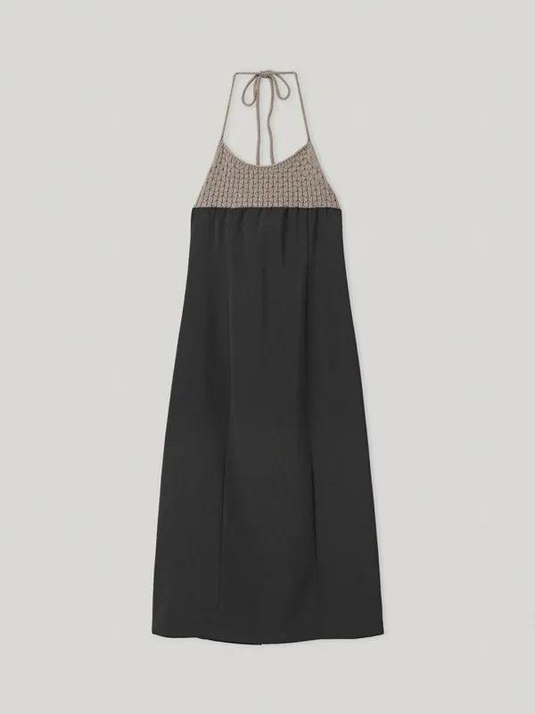 Ginny Halter Neck Dress Charcoal