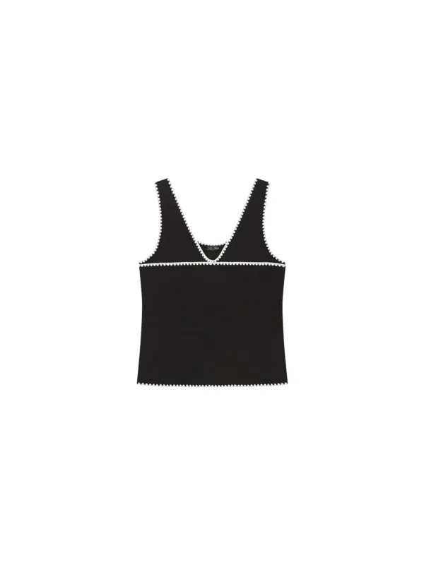 Scallop Stitch Sleeveless Black