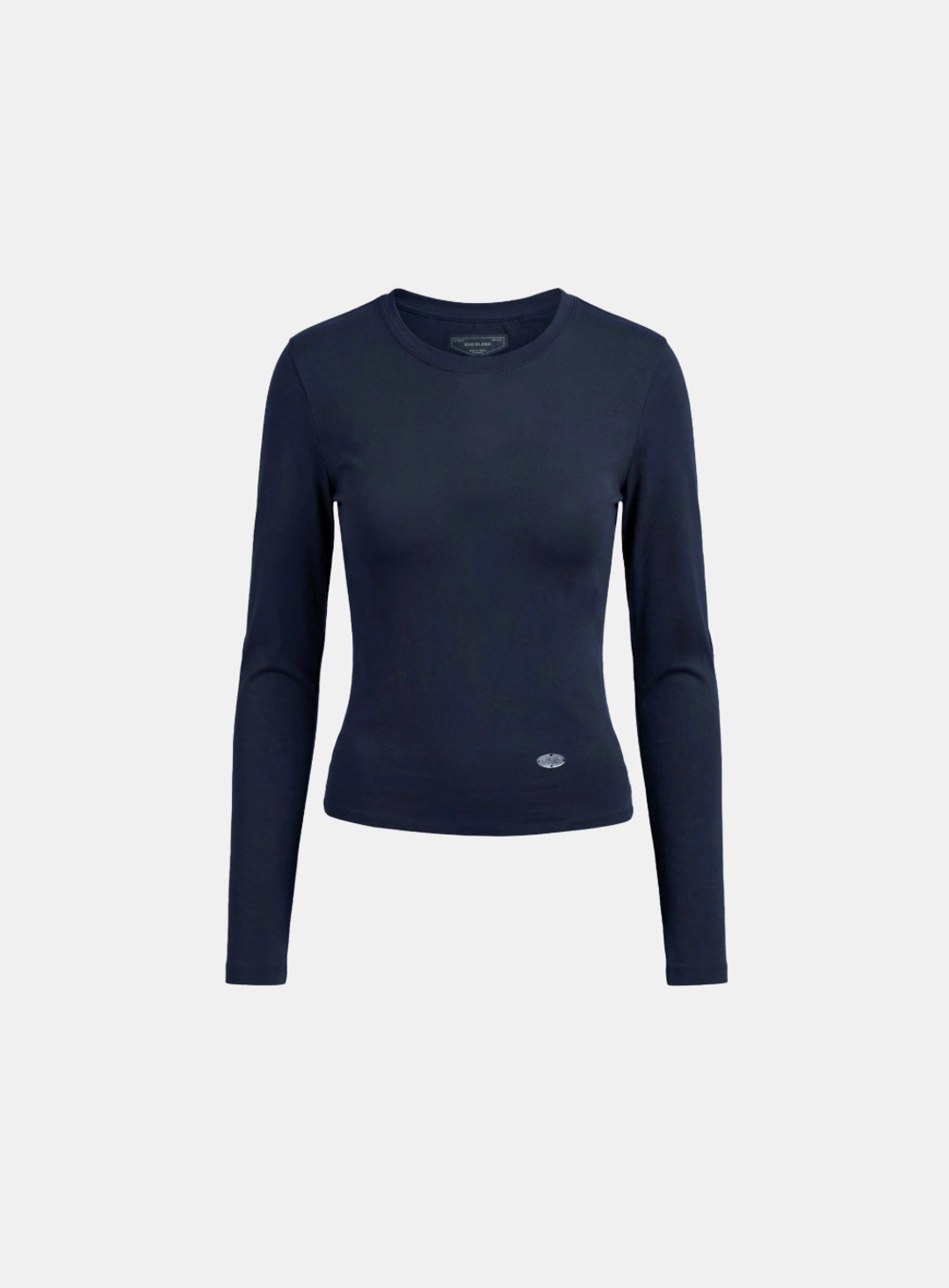 배드블러드 [w-tee26-034] Sleek Cotton Long Sleeve T-Shirt - Navy 상품 이미지 1