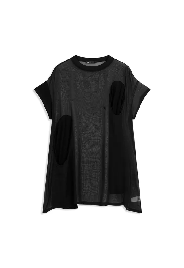 SHEER CONVERTIBLE DRESS, BLACK