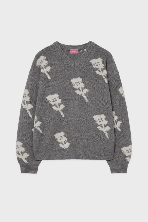 SN Flower Loose Fit Knit (Grey)