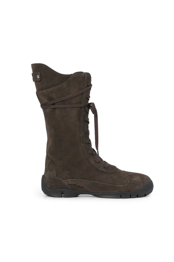 WESTERN COW LEATHER LACE UP BOOTS, BROWN - SUNBURNPROJECT