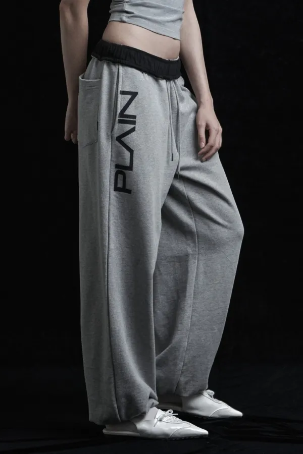 PLAIN FOLD-OVER SWEAT PANTS MELANGE