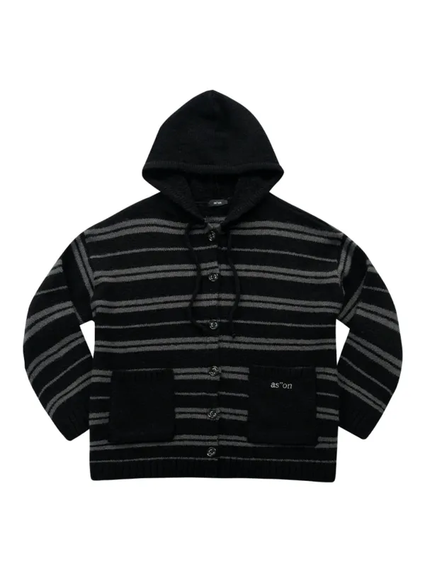 BERA STRIPE HOOD CARDIGAN / BLACK