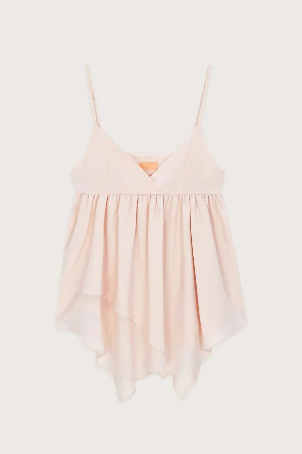Double Frill Sleeveless Blouse (Coral)