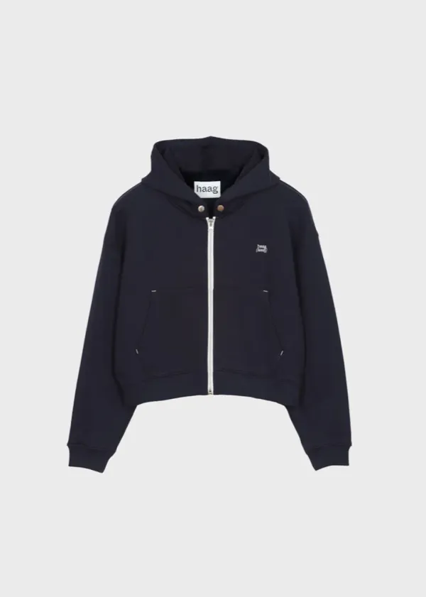 7th) a zip-up hoodie (navy)