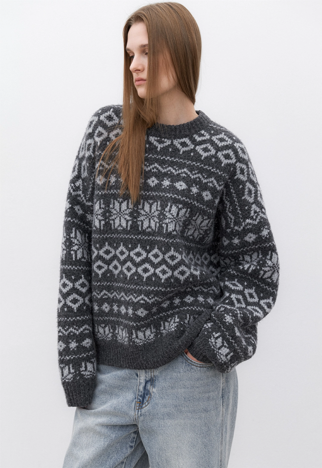 아뜰리에 나인 (T-7148)SNOW FLAKES KNIT PULLOVER 상품 이미지 3