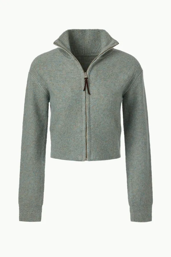 Wool Blend High-neck Zip-up Sweater, Mist