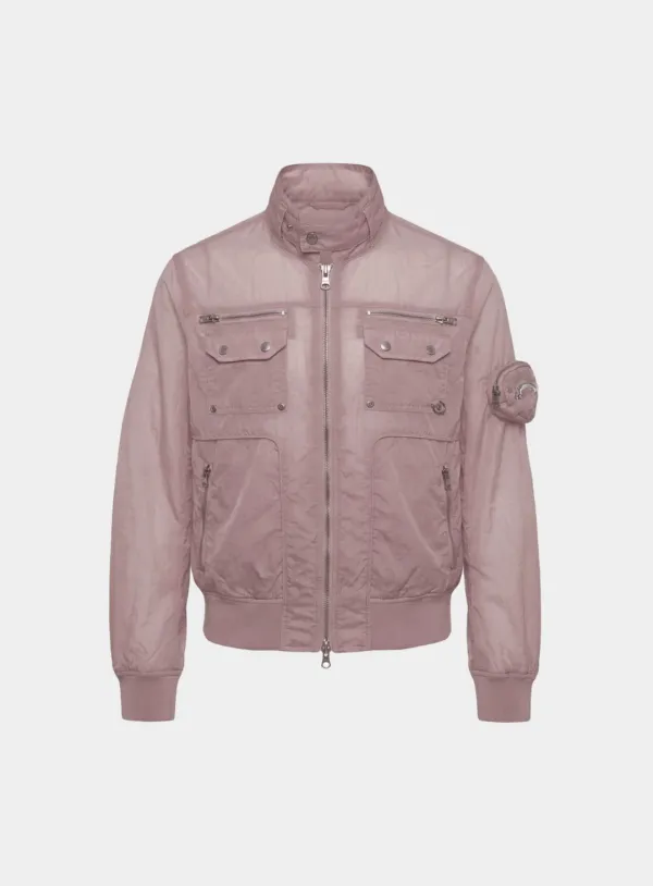 [w-jkt26-033] Daytona High-Neck Lightweight Nylon Bomber Jacket - Pink