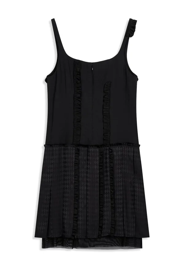 FLAPPER PLEATS DRESS, BLACK
