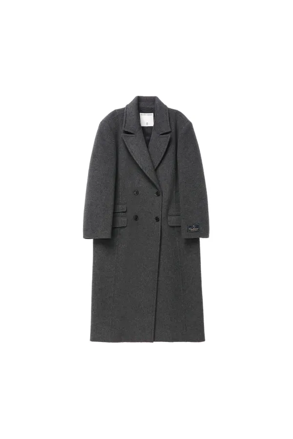 Maxi Coat In Double Face Wool Cash, Charcoal