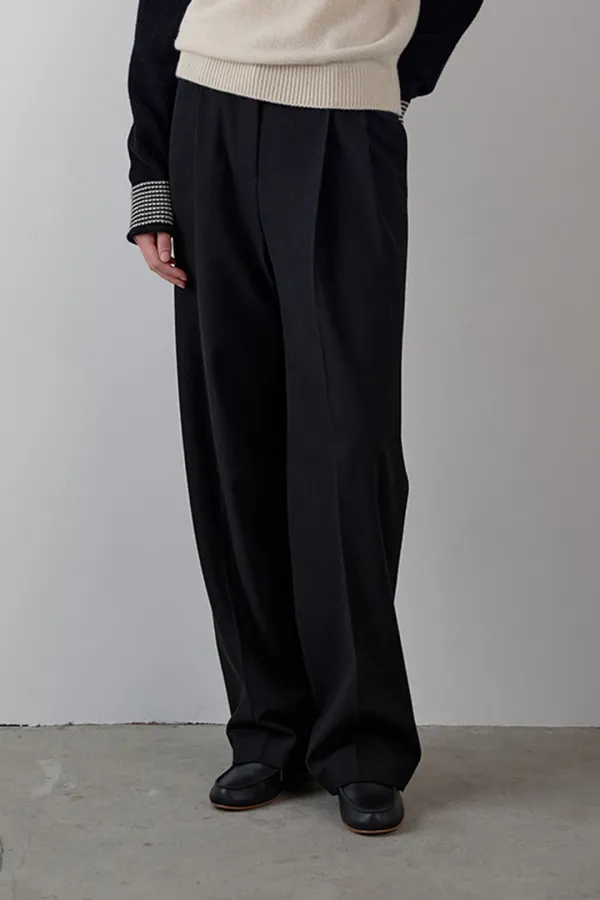 harry two-tuck wool slacks_ black