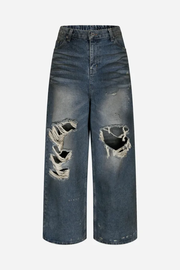 destroyed wide jeans