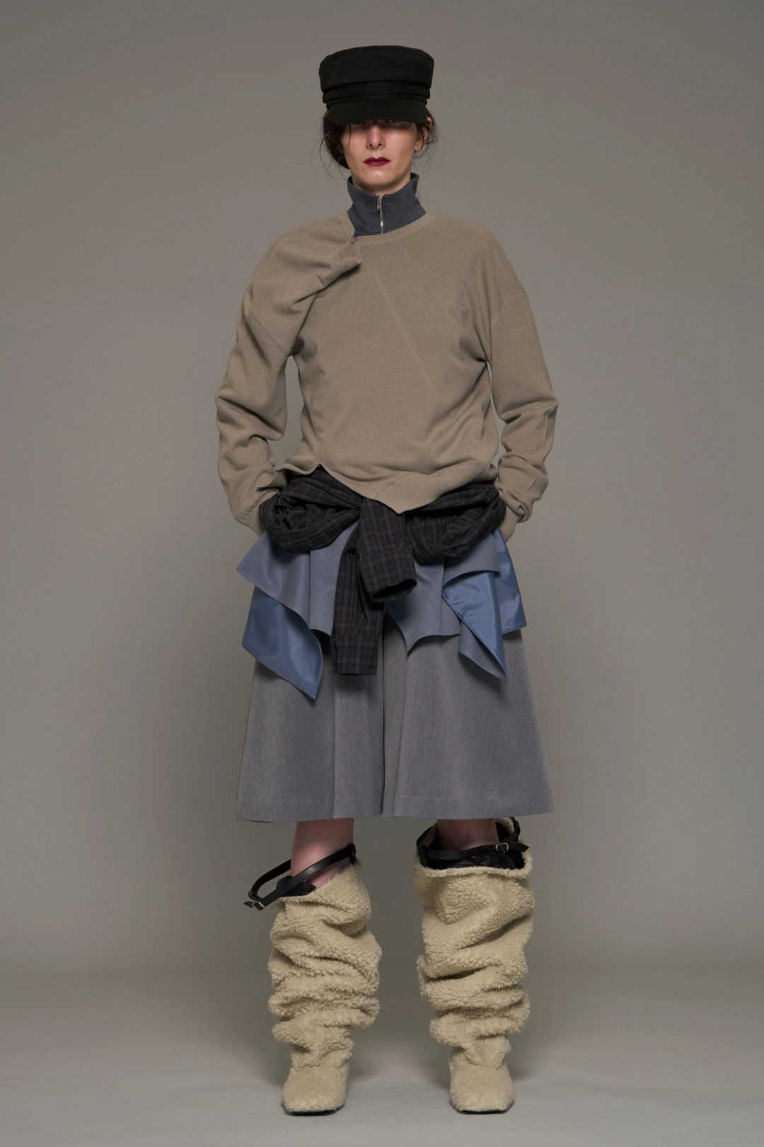 푸쉬버튼 FW26 GRAY HALF ZIP LAYERED SHIRT 상품 이미지 1