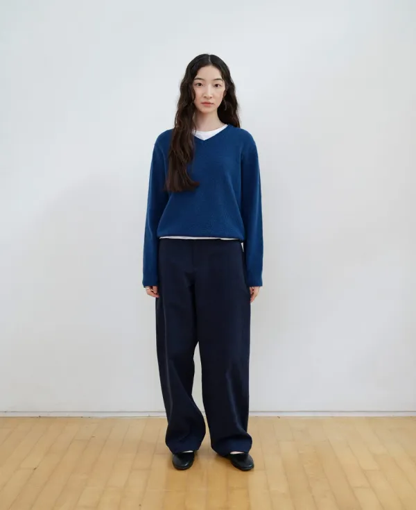 Cashmere Superfine Wool V-Neck Knit_BLUE