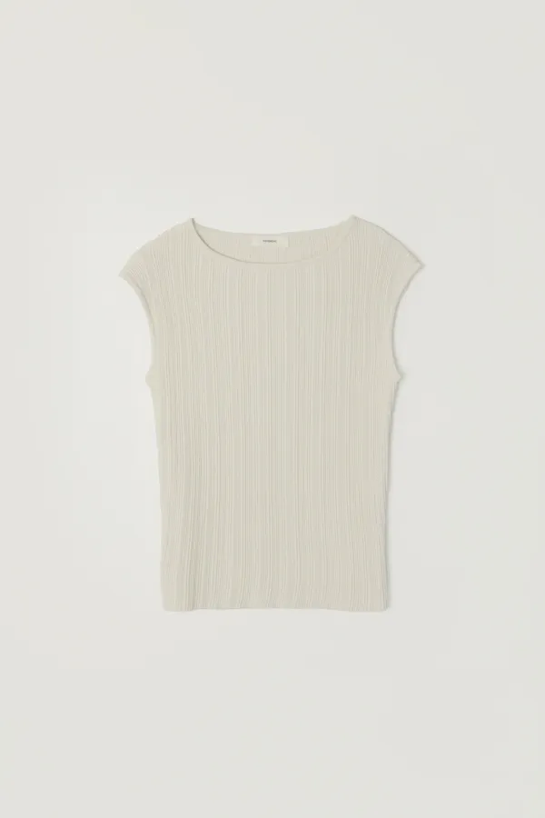 ELENA PLEATS CAP SLEEVE KNIT_IVORY