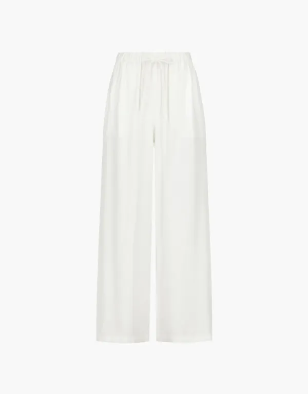 linen pocket banding pants - ivory
