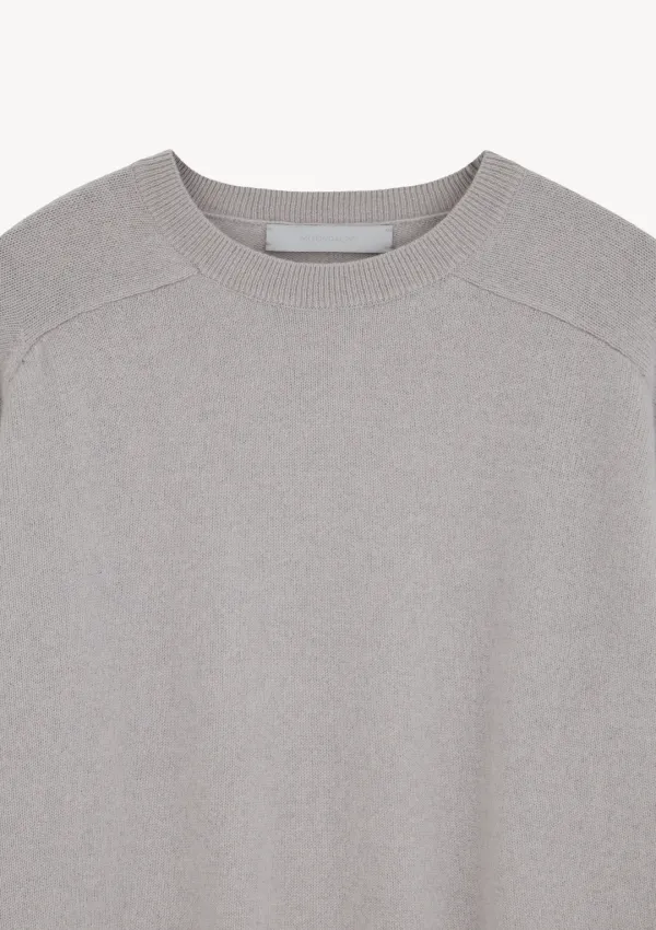 Milo Cashmere Round Knit in Light Gray