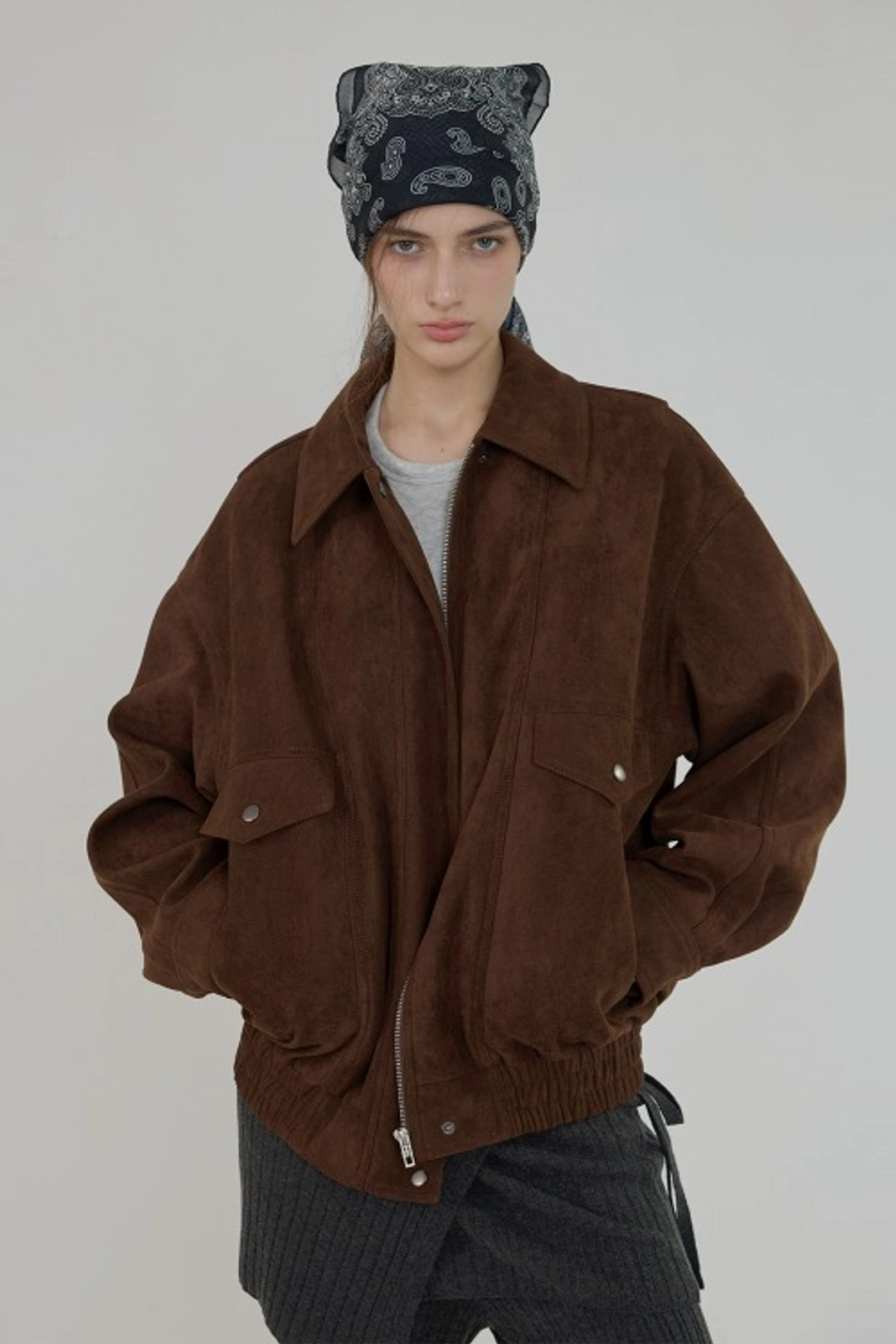 퀸스래빗 Suede Mood Collar Blouson - BROWN 상품 이미지 2