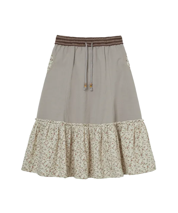 FLOWER BLOCK SKIRT [GREY]