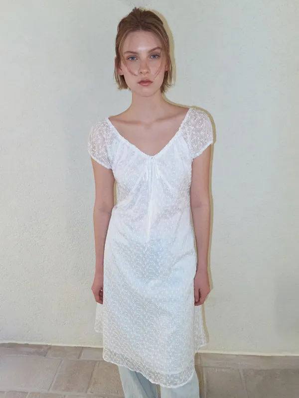 [5/18 예약배송] Flower Layered Dress, White