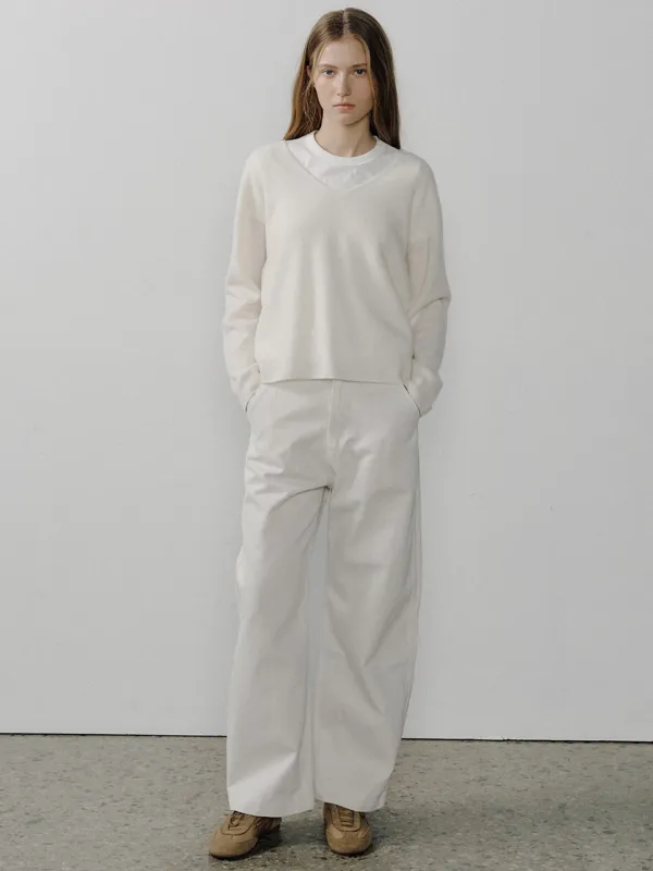 [EXCLUSIVE] CATION COTTON BARREL PANTS_CREAM