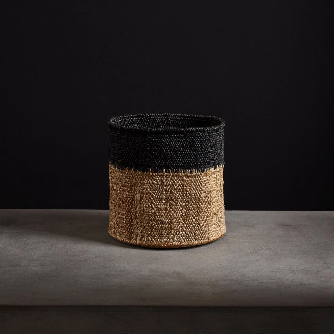 제임스펄스 Tipped Jute Basket 12 X 12 - Natural/Black 상품 이미지 1