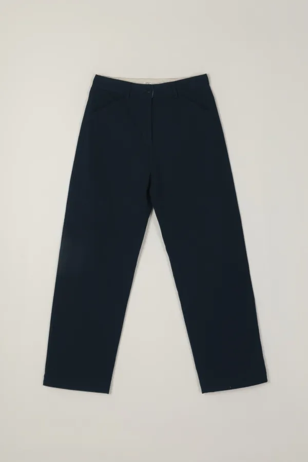 CLOVER STITCH COTTON PANTS_NAVY