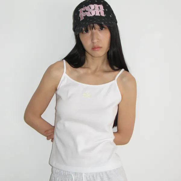 SIMPLE LOGO POINT SLEEVELESS WHITE