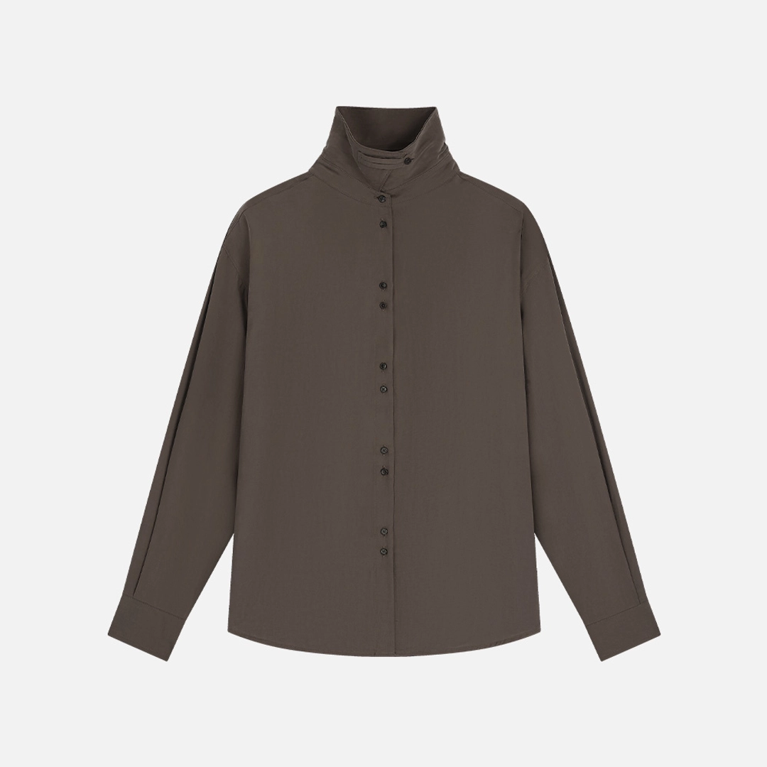 시야쥬 SITP5304 하이넥 실키 셔츠_Brown 상품 이미지 2