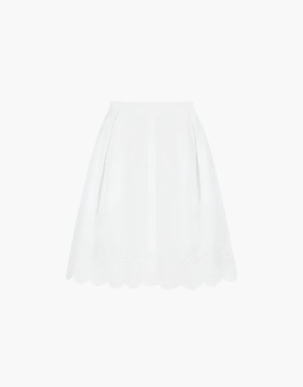 A-line eyelet midi skirt - white