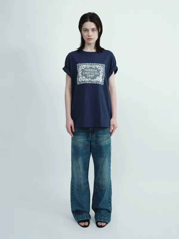 (6/16 예약배송) Crochet Graphic T-Shirt [Navy]