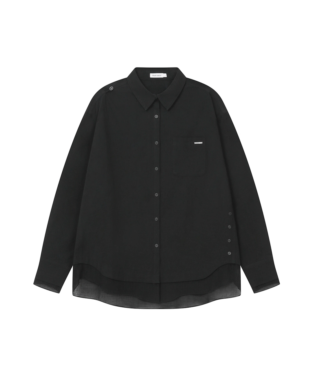 미세키서울 Oblique layered sheer shirts BLACK 상품 이미지 1