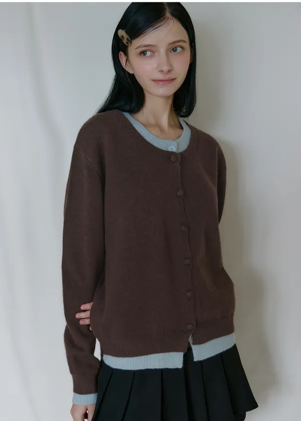 [44-120]  Otherverse Layered Cardigan  아더벌스 레이어드 가디건 (가을-겨울-데일리룩-출근룩-데이트룩-라운드넥-레이어드-긴팔가디건-배색가디건-빈티지-베이직-심플-간절기-아우터-자체제작)