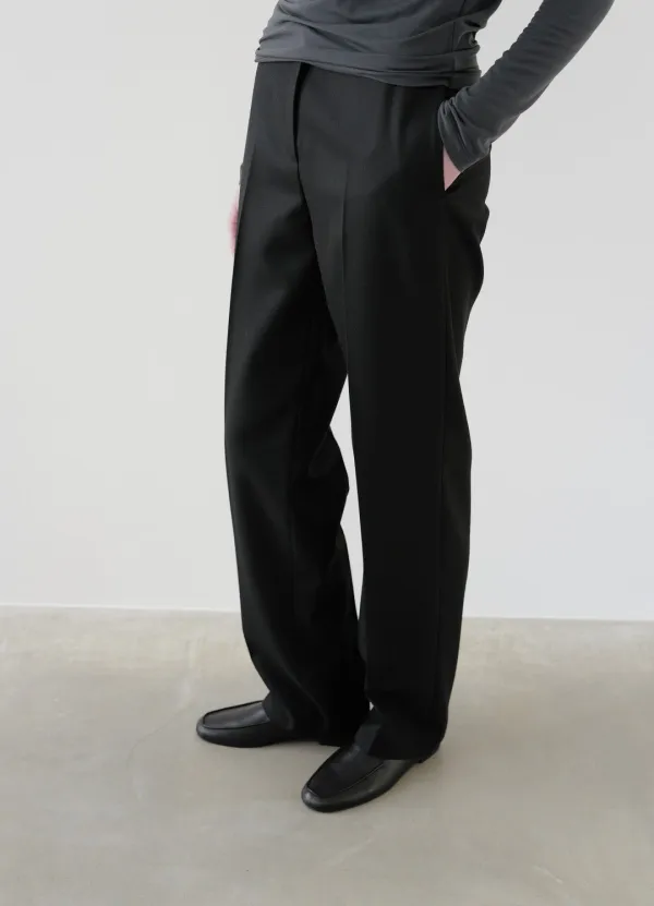 Straight Wool Pants / Black